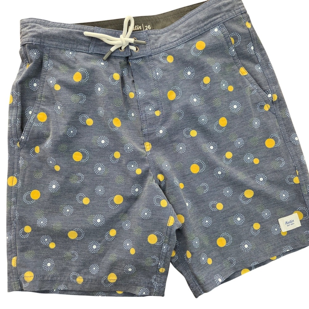 Katin Boys Board Shorts Gray Polka Dot Drawstring Surf Size 26